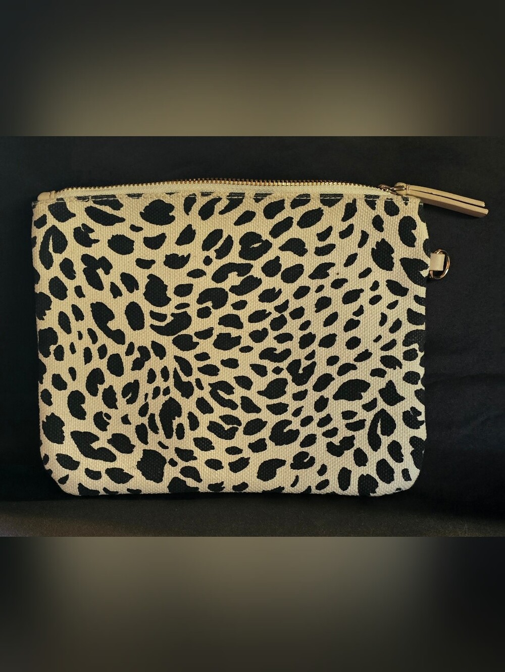 Leopard Print Canvas Zipper Cosmetic Bag Pouch